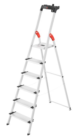 Hailo L80 Comfortline 6 Step Aluminium Step Ladder with Utility Platform
