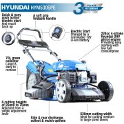 Hyundai HYM530SPE 21&rdquo; / 53cm Self-Propelled Electric Start Petrol Lawn Mower