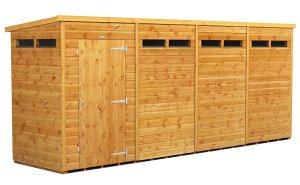 Power 16x4 Pent Garden Security Shed - Single Door