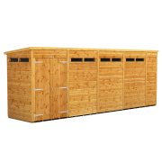 Power 18x4 Pent Garden Security Shed - Double Door
