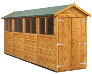 Power 16x4 Apex Garden Shed with Double Doors