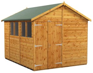 Power 10x8 Apex Garden Shed with Double Doors