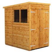 Power 4x6 Pent Garden Shed - Double Door