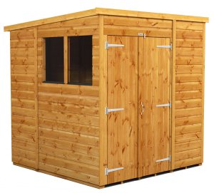 Power 6x6 Pent Garden Shed - Double Door