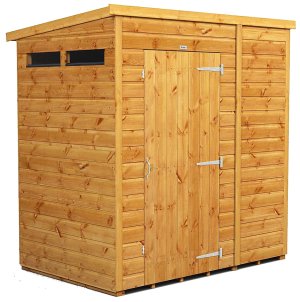 Power 6x4 Pent Garden Security Shed - Single Door