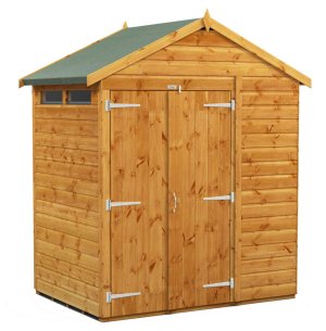 Power 4x6 Apex Secure Garden Shed - Double Door