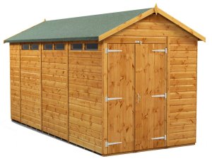 Power 14x6 Apex Secure Garden Shed - Double Door