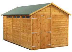 Power 14x8 Apex Secure Garden Shed - Double Door