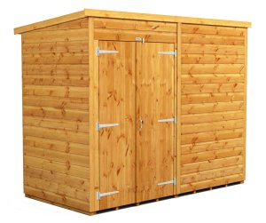 Power 8x4 Pent Garden Shed - Windowless / Double Door