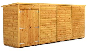 Power 16x4 Pent Garden Shed - Windowless / No Windows Double Door