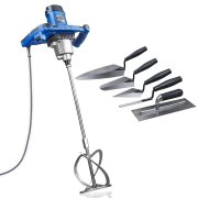 Hyundai HYPM1600E 600W Electric Paddle Mixer with 5 Piece Trowel Set 230v/240v