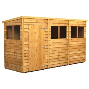 Power 12x4 Pent Garden Shed Overlap - Single Door
