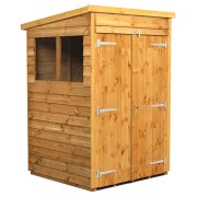 Power 4x4 Pent Garden Shed Overlap - Double Door
