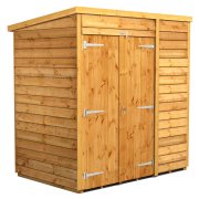 Power 6x4 Pent Garden Shed Overlap - Windowless Double Door