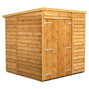 Power 6x6 Pent Garden Shed Overlap - Windowless Double Door