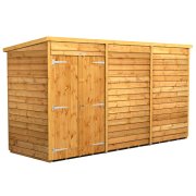 Power 12x4 Pent Garden Shed Overlap - Windowless Double Door