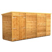 Power 14x4 Pent Garden Shed Overlap - Windowless Double Door
