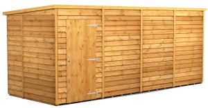 Power 16x6 Pent Garden Shed Overlap - Windowless Single Door