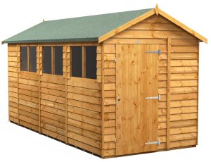 Power 14x6 Apex Garden Shed Overlap - Single Door
