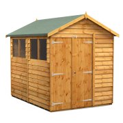 Power 8x6 Apex Garden Shed Overlap - Double Door