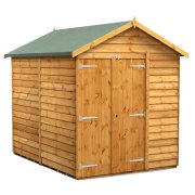 Power 8x6 Apex Garden Shed Overlap - Windowless Double Door