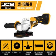 JCB 21-18AG-B 18V Cordless 125mm / 5" Angle Grinder, 3 Position & Anti-Vibration - Bare Unit