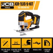 JCB 18JS-5 KIT 18V Cordless Jigsaw, 2x 5.0Ah Batteries and Fast charger in Hard Case