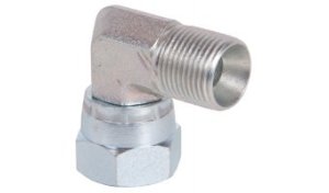 90&deg; Elbow swivel fitting, 3/8 BSP Female to 3/8" BSP Male - 380 Bar / 5510 Psi