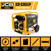 JCB G3600P 224cc 3.6kW / 4.5kVA Single-Phase Petrol Generator