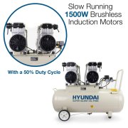 Hyundai HY2150100 3kW 4HP 100 Litre Oil-Free Silenced Electric Air Compressor  - 22 CFM