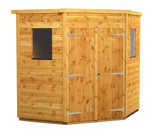Power 6x6 Flat Roof Corner Garden Shed - Double Door