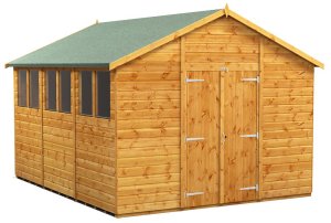 Power 12x10 Apex Garden Shed - Double Door