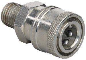 BE 1/4" Female QR to 1/4" Male BSP 250 Bar / 3625 Psi - Stainless Steel Coupler