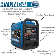 Hyundai HY2250SEI 2200W / 2.2kW Electric Start Petrol Inverter Generator
