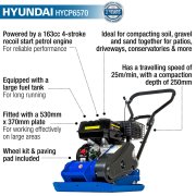 Hyundai HYCP6570 14" 163cc Petrol Plate Compactor