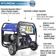 Hyundai HY9000LEK-2 - 7kW / 8.75kVA Electric Start Site Petrol Generator