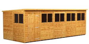Power 20x8 Pent Garden Shed - Single Door