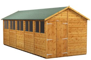 Power 20x8 Apex Garden Shed - Double Doors