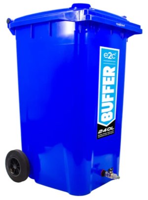 240 Litre Mobile Water Wheelie Bin Buffer Tank with Overflow Cut-Off