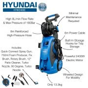 Hyundai HYW2400E Electric Pressure Washer 2400W 180 Bar / 2610 Psi - 8lpm