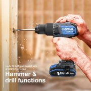 Hyundai S02-FTB - 20V Cordless Hammer Drill + Angle Grinder + 2Ah, 4Ah Batteries and Charger