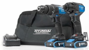 Hyundai S01-T2B - 20V Cordless 65Nm Hammer Drill + 230Nm Impact Driver + 2 x 2.0Ah Batteries and Charger
