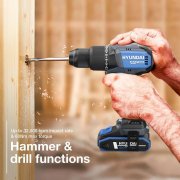 Hyundai S01-T2B - 20V Cordless 65Nm Hammer Drill + 230Nm Impact Driver + 2 x 2.0Ah Batteries and Charger