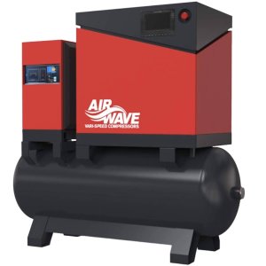 Airwave Vari-Speed PMT 7.5kw Variable Speed Screw Compressor, 40 cfm, 6-10 Bar, 350L Tank, Dryer Mounted