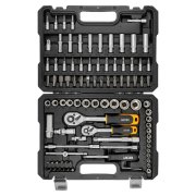 JCB 94 Piece 1/4'' and 3/8'' Socket and Bit Set, Chrome Vanadium Steel