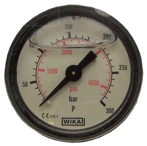 0-160 Bar / 2300 Psi 40mm Diameter Pressure Gauge with Rear Mount 1/8" BSP Male Thread