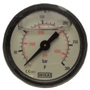 0-160 Bar / 2300 Psi 40mm Diameter Pressure Gauge with Rear Mount 1/8" BSP Male Thread