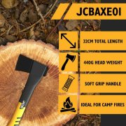 JCB 14&rsquo;&rsquo; (32cm) Multitask Camping Axe, Ergonomic TPR Grip, Lightweight, Fiberglass Handle