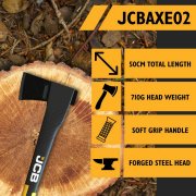 JCB 20&rsquo;&rsquo; (50cm) Multitask Camping Axe, Ergonomic TPR Grip, Lightweight, Fiberglass Handle