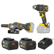 JCB Pro 18V, 75Nm Combi Drill, 115mm Angle Grinder, 2x 5.0Ah Batteries & Fast Charger